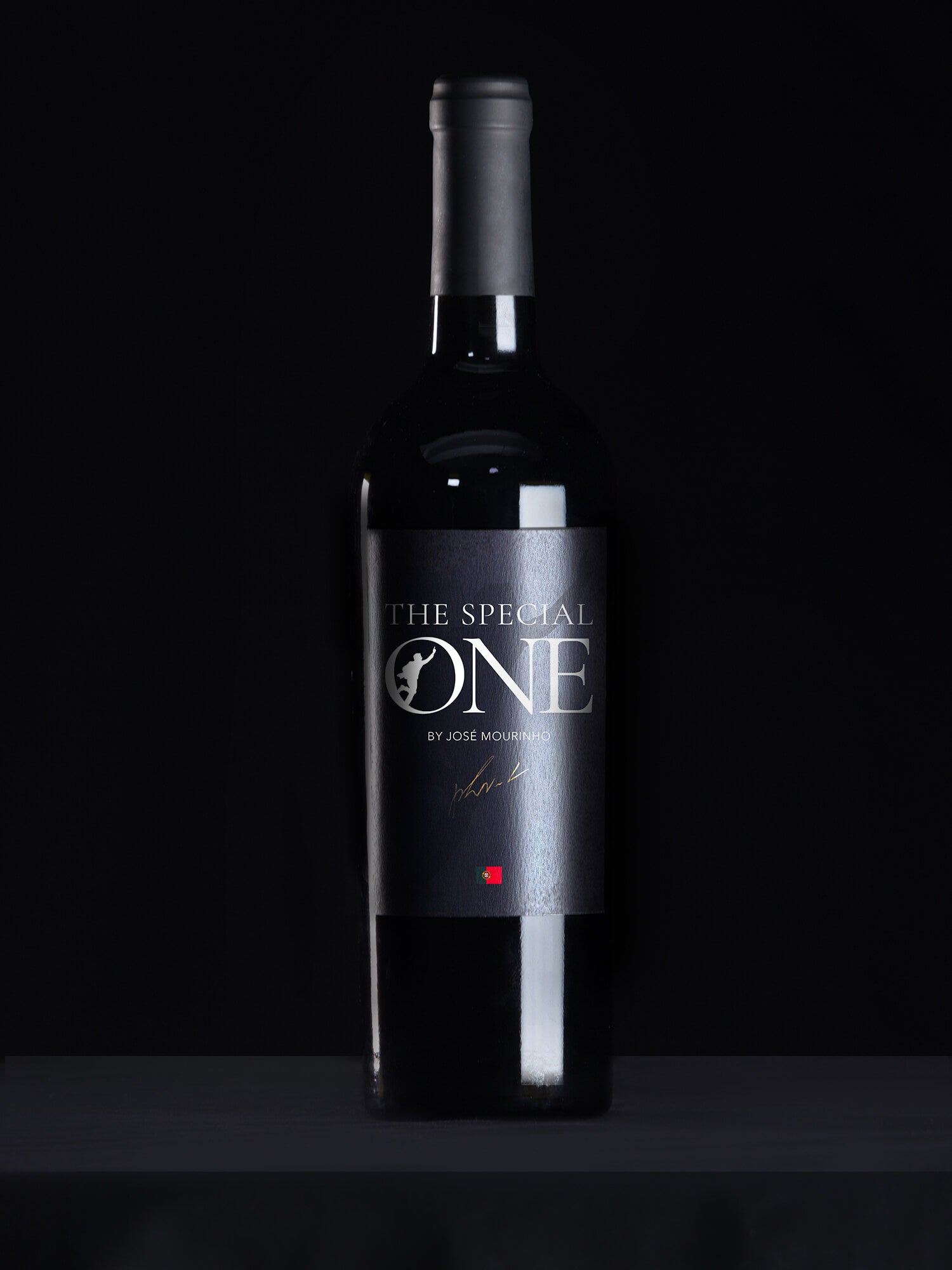 Product image of a bottle red wine labeled "THE SPECIAL ONE by José Mourinho" with a gold signature.